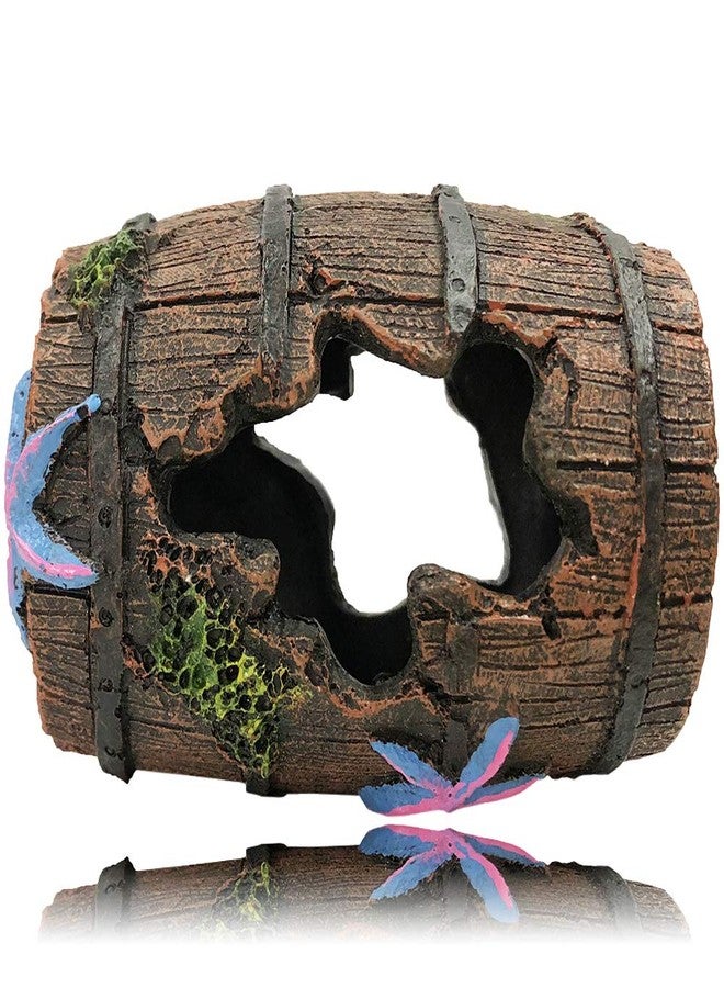 SLOCME Aquarium Broken Barrel Decorations - Betta Cave Hideout Wood Trunk Log for Fish Tank - Image 1